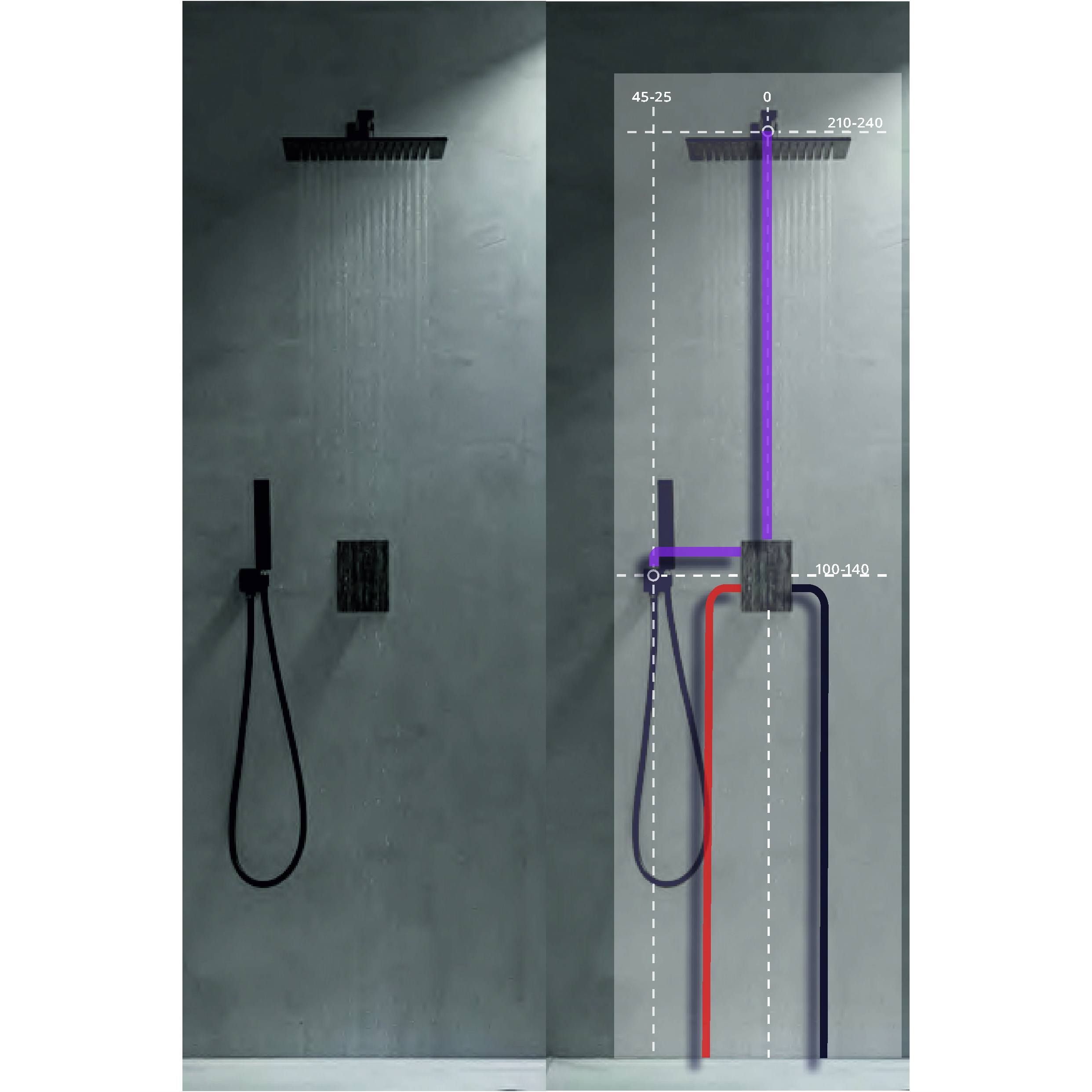 PACK BLACK SHOWER комплект встр.душа,черн(238318+213265+213281+213290+210638+238407+213273+215378)