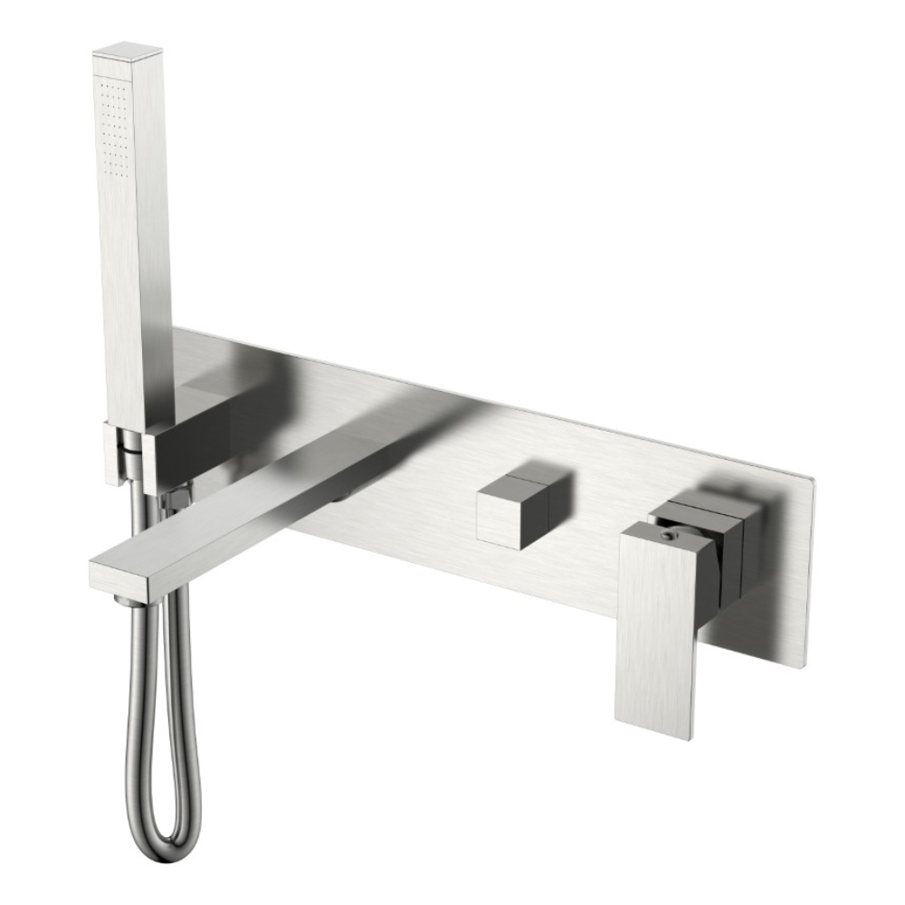 Смеситель для ванны встроенный BOHEME Qubic (Brushed Nickel)