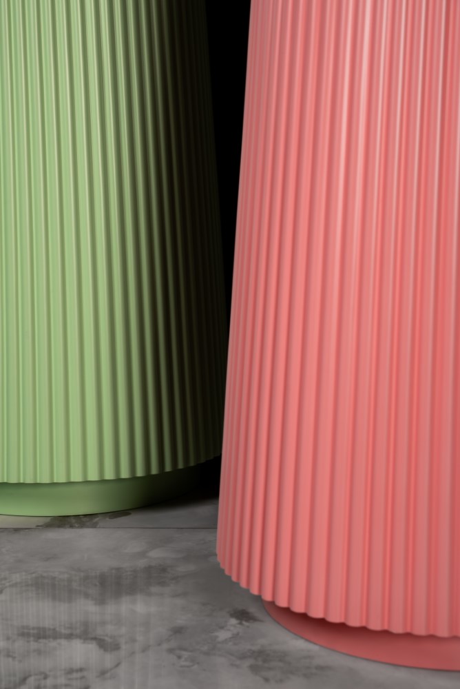 Раковина напольная рифленая Corian 480*480*850 MINT (мятный)