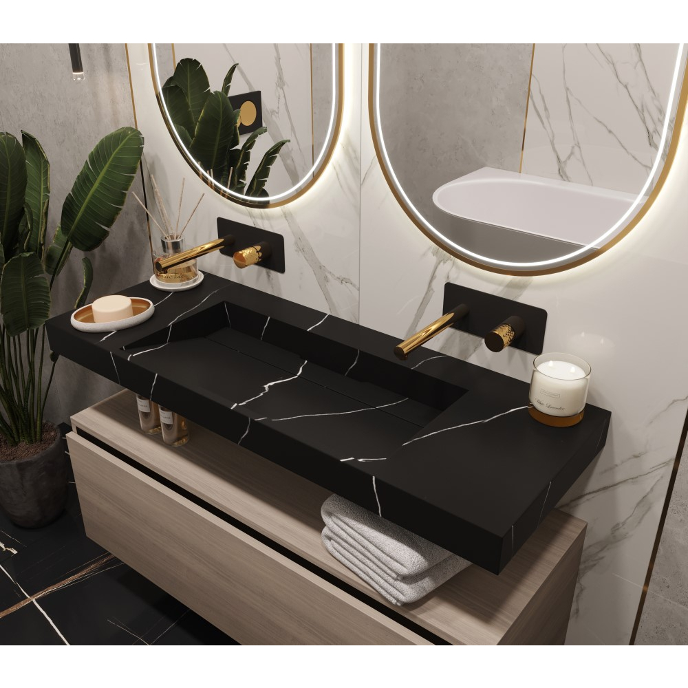 Столешница моноблок FLAT NERO MARQUINA (1210*452*80)
