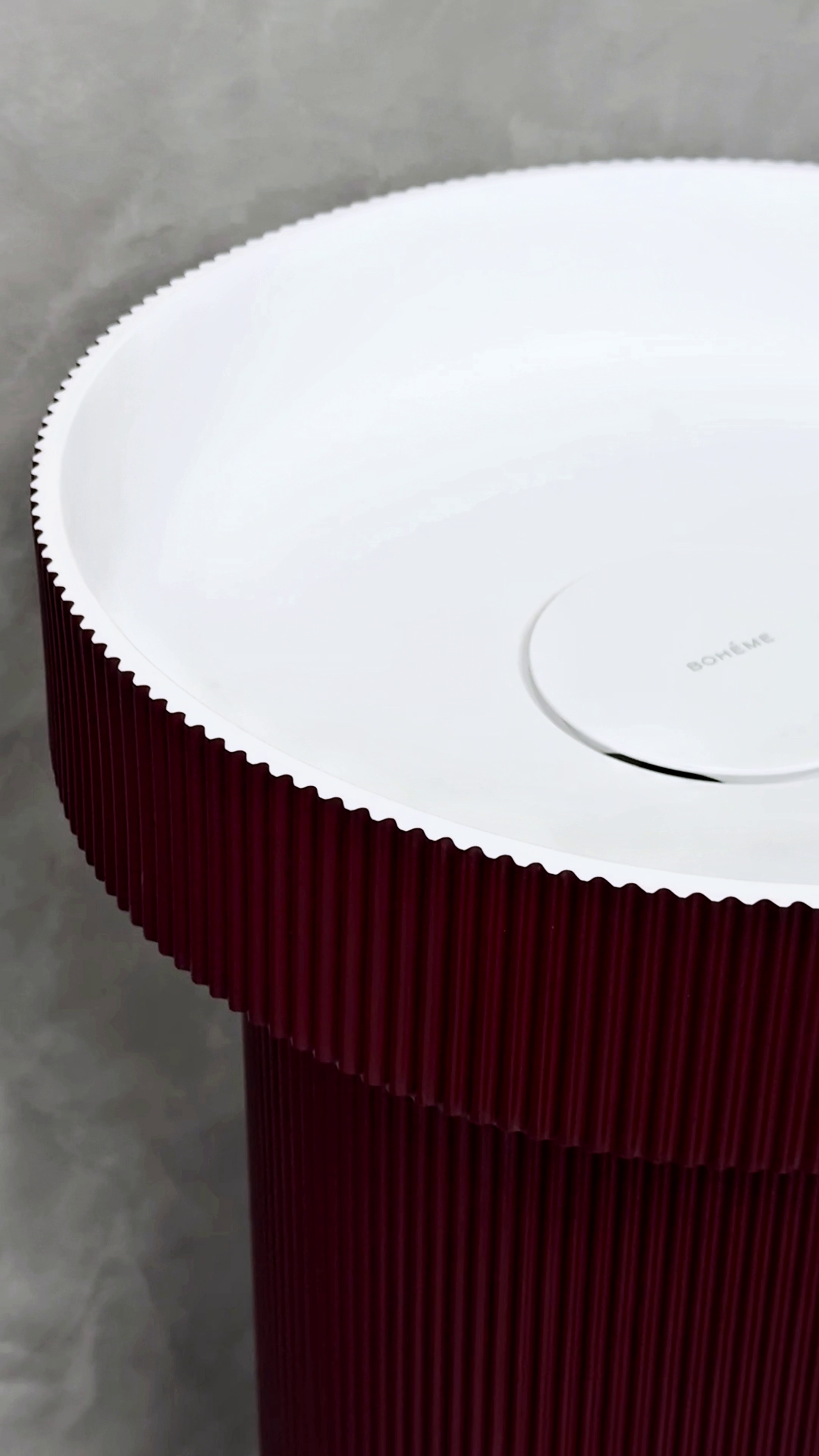 Раковина накл.рифл. SOLE Corian 400*130 Burgundy + Пьедестал для раков.рифл. Corian 300*720 Burgundy
