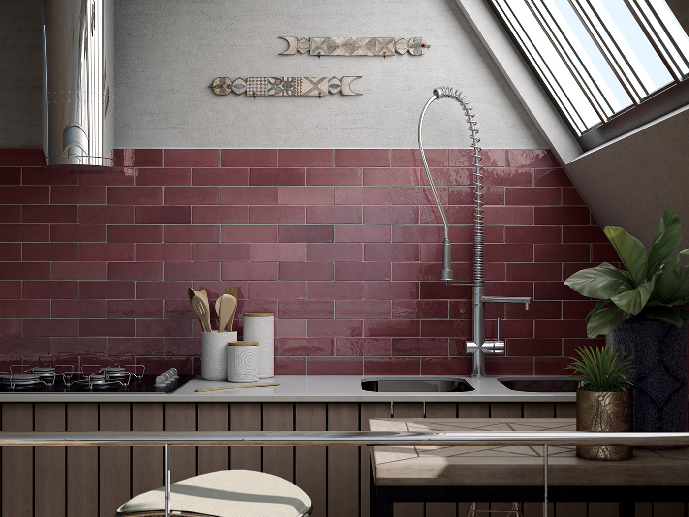 EQUIPE ARTISAN BURGUNDY керамическая плита 6.5х20