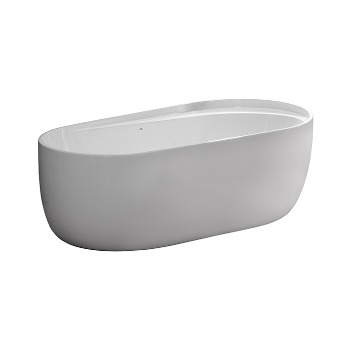 LIEM отдельностоящая ванна из акрила со скрытым цвета браш. медь сливом-переливом белая 185X95X65