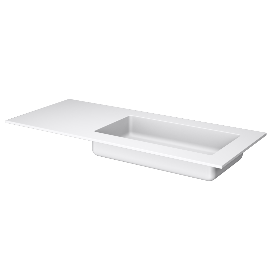 Раковина моноблок BOHEME QUATRO 120 WHITE (чаша справа) 1210*52*12 акрил