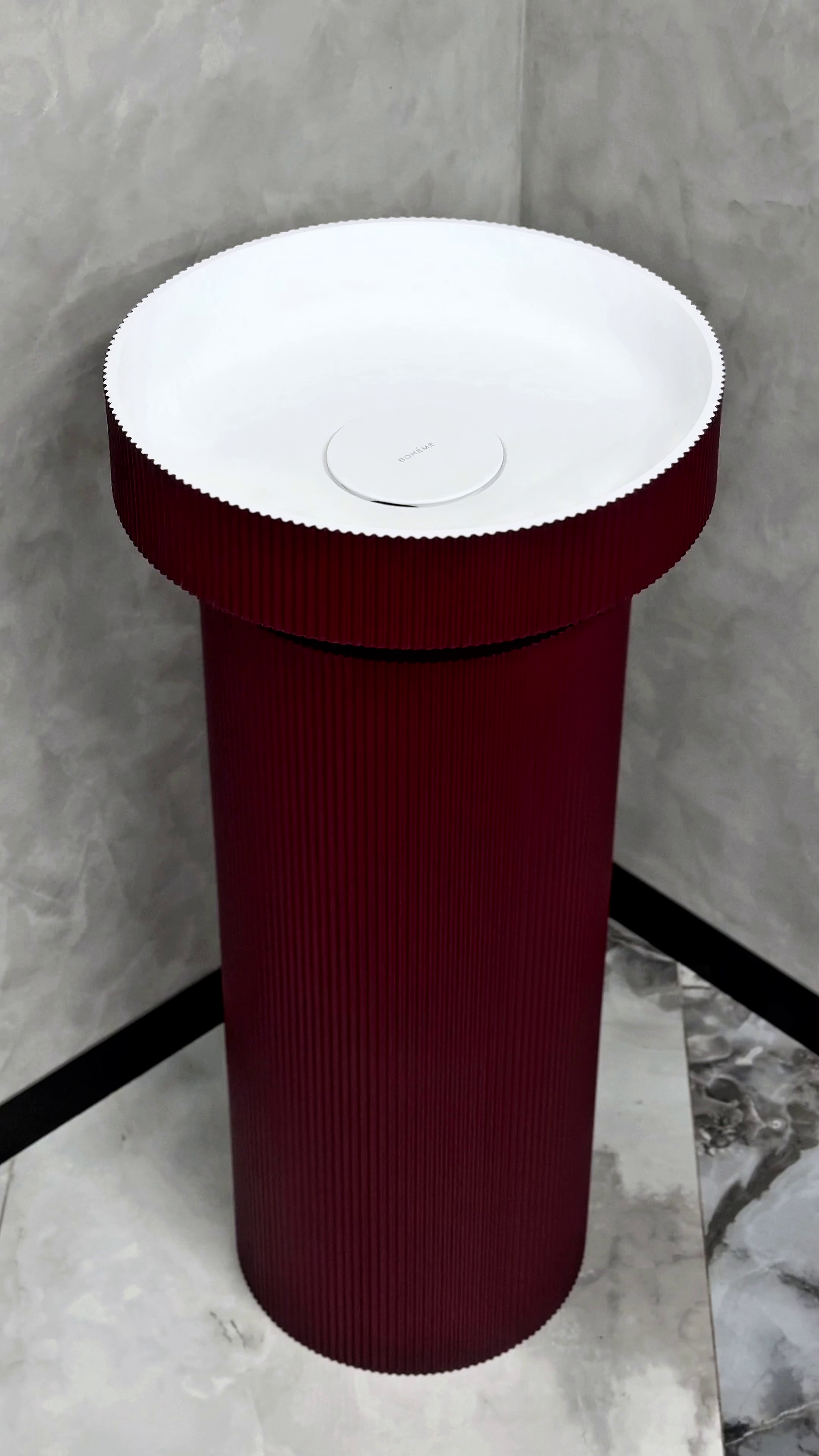 Раковина накл.рифл. SOLE Corian 400*130 Burgundy + Пьедестал для раков.рифл. Corian 300*720 Burgundy