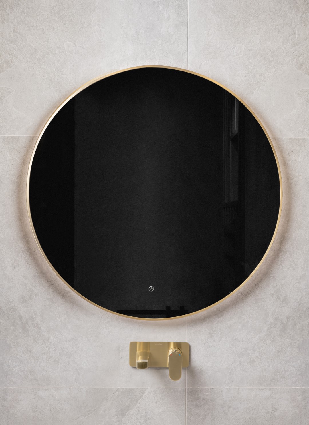 Зеркало круглое , мет. рама, подсв., сенсор, антизапотевание, D120cm, MATT GOLD