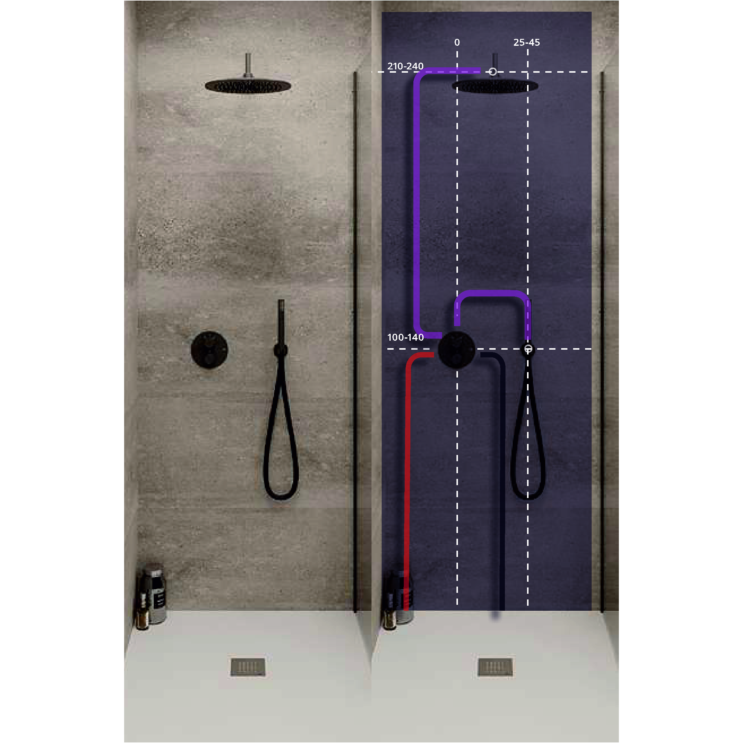 Комплект RONDO MATT BLACK THERMOSTATIC