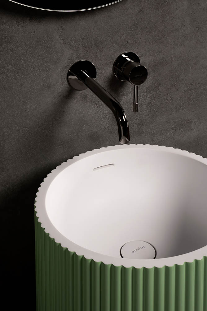 Раковина напольная рифленая Corian 480*480*850 MINT (мятный)
