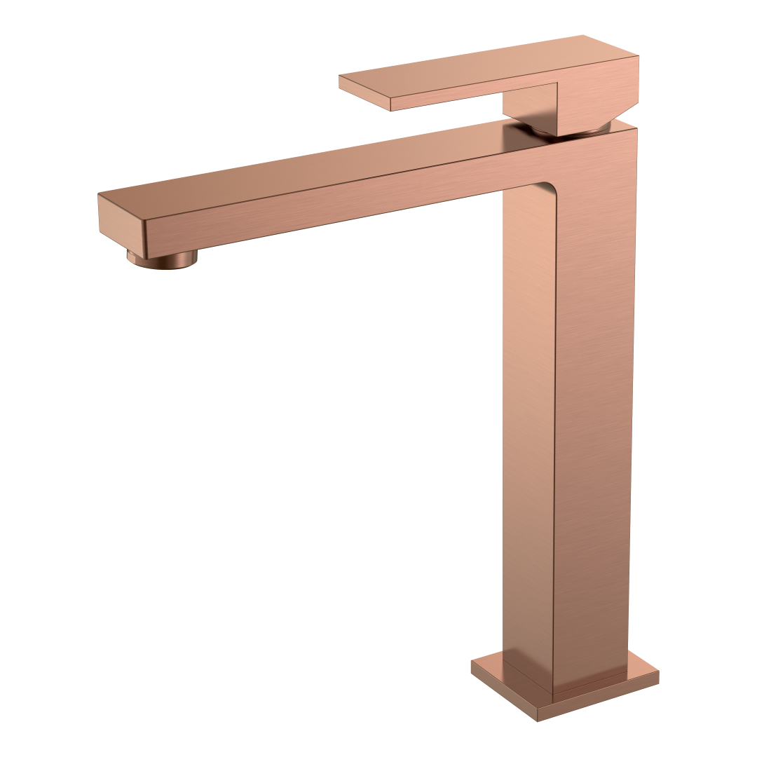 Смеситель для умывальника высокий Qubic Copper Brushed