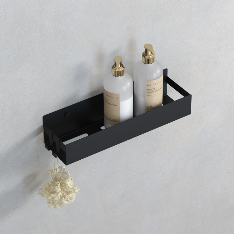 Полка подвесная + 2 крючка BOHEME (BLACK) 35см