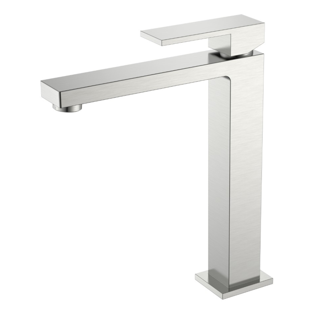 Смеситель для умывальника высокий BOHEME Qubic Brushed Nickel