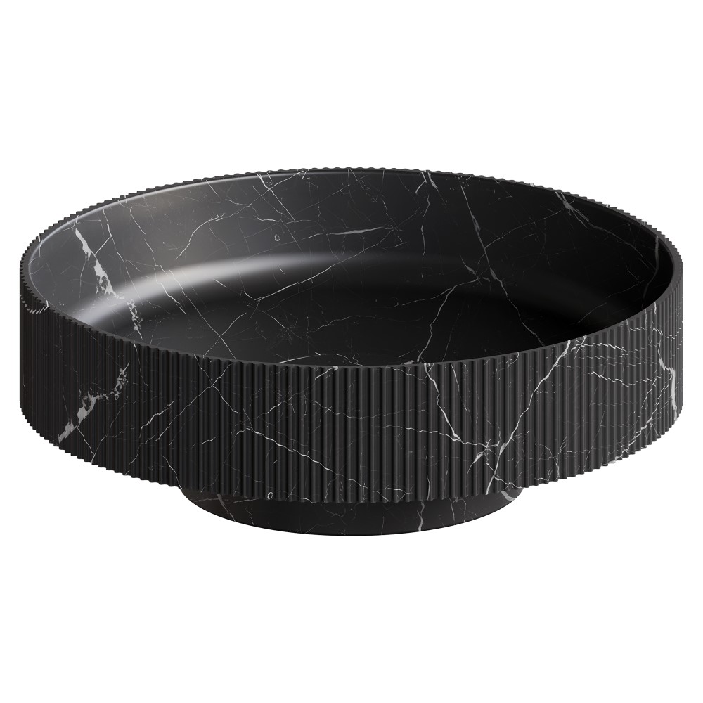 Раковина накладная рифленая SOLE Corian 400*130 Nero Marquina