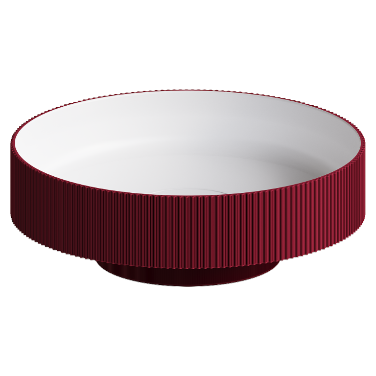 Раковина накладная рифленая SOLE Corian 400*130 Burgundy