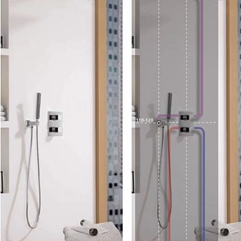 PACK SQUARE 30CM Комплект душ( Верхний душ, кронштейн,смеситель с термостатом, ручной душ)