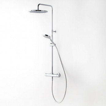 TEC ROUND душевая колонна (однорычажный смеситель, верхний душ, держатель, ручной душ) хромированная