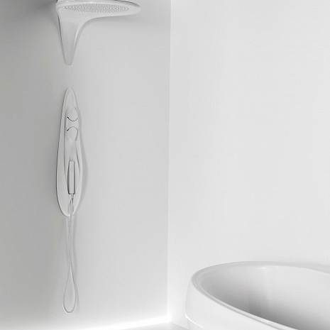 VITAE душевая колонна включающая смеситель и ручной душ со встроенным держателем белая глянцевая