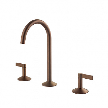 LIGNAGE смеситель для раковины на 3 отверстия (браш. медь)