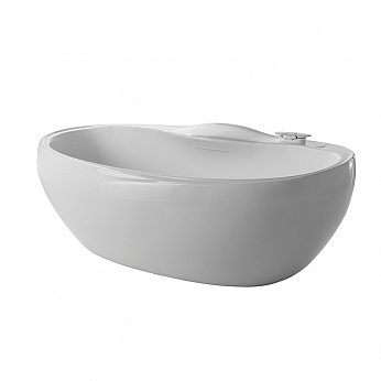 VITAE ванна отдельностоящая с белым смесителем и сифоном 190Х89 белая глянцевая