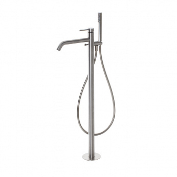 ROUND INOX напольный смеситель для ванны/душа с ручным душем и сливным клапаном нержавеющая сталь