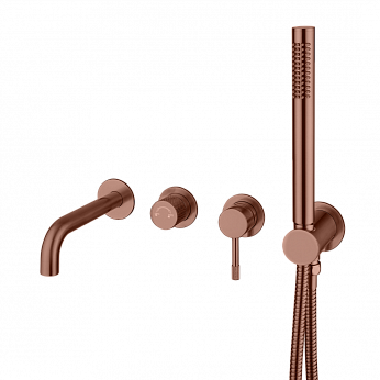 Смеситель встроенный + ручной душ + излив Uno Brushed Bronze